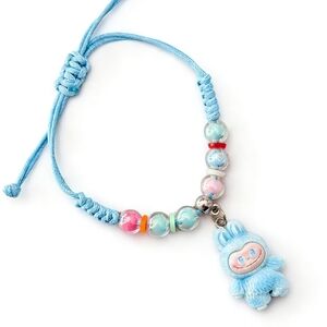 Labubu Inspired Macramé Bracelet Sky Blue